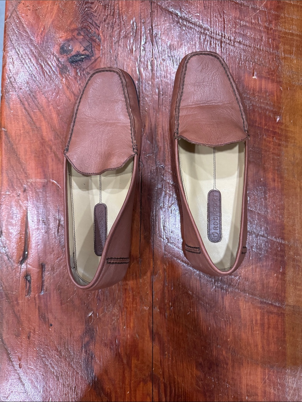 Women’s Leather Slip-On Loafers in Cognac Brown